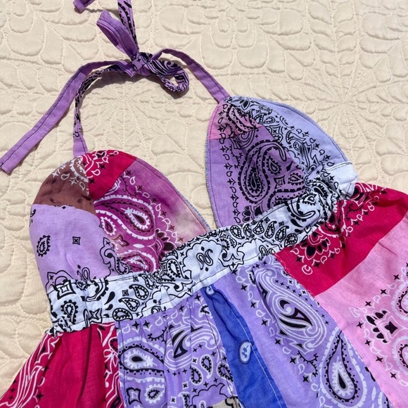 Handmade Quilted Halter Crop Top – Pink Tie-Dye Mix SKU 05065 - Picture 10 of 10